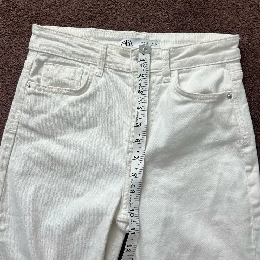 Zara High Waist Raw Hem Straight Leg - Picture 9 of 10